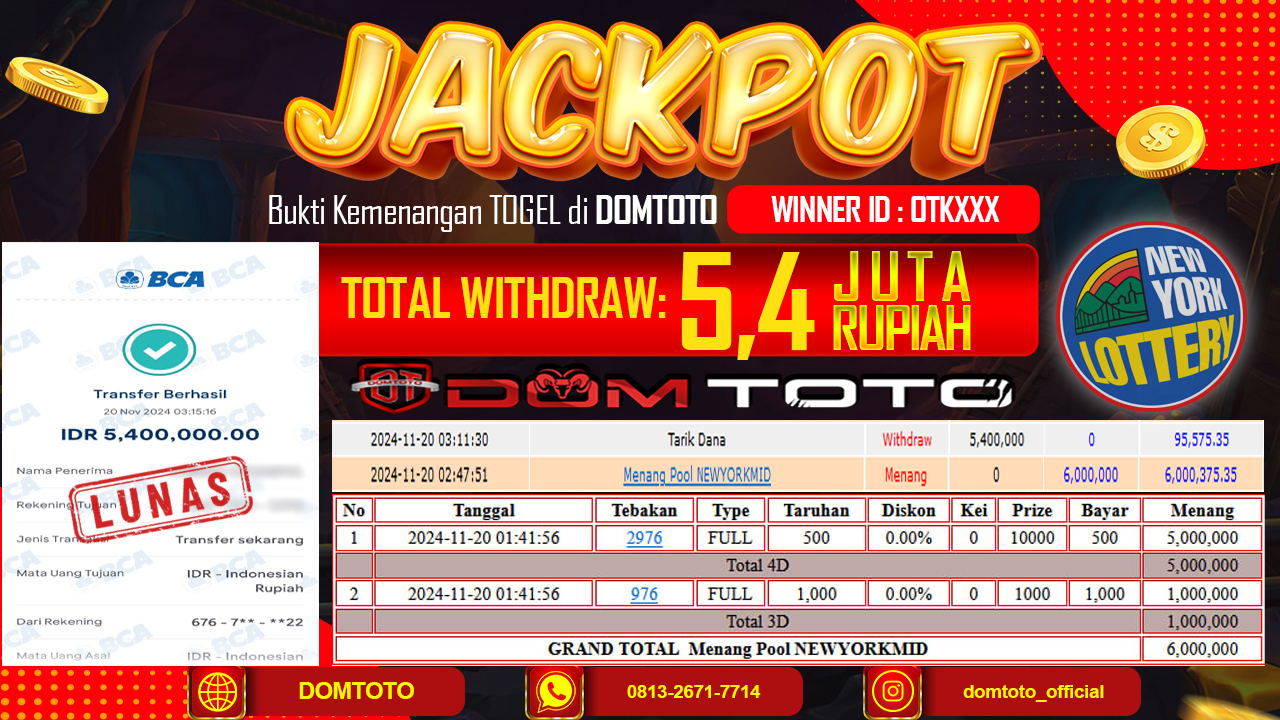 JACKPOT TOGEL NEWYORKMID 19 NOVEMBER 2024